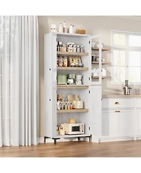 gaomon Tall Storage Cabinet, Kitchen Pantry Cabinet Tier Bathroom Cabinet with Doors Adjustable Shelves for Kitchen, Dining Room, Bathroom