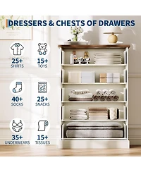 gaomon 5 Drawer Tall Dresser for Bedroom, Fluted Vertical Chest of Drawers