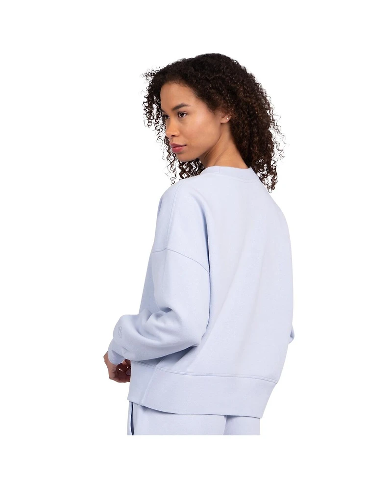 Starter Women's Light Blue Detroit Lions Travel Pastels Boxy Fleece Sweatshirt