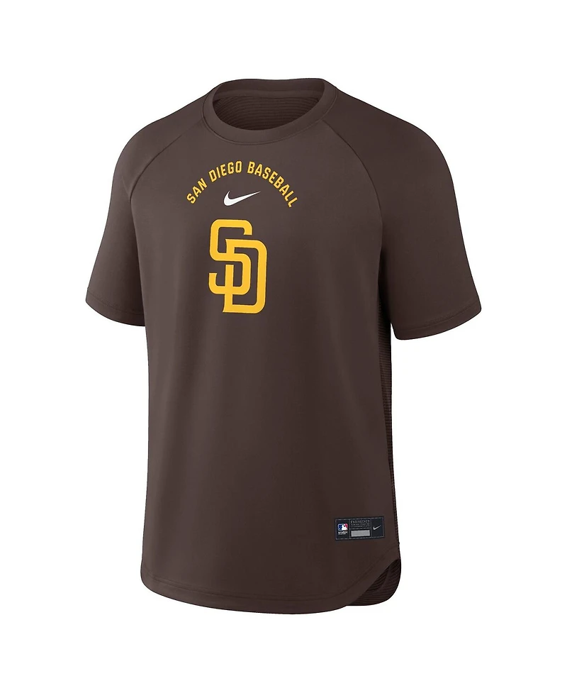 Nike Men's Brown San Diego Padres Authentic Collection Batting Practice Pre-Game Raglan Dri-fit T-Shirt
