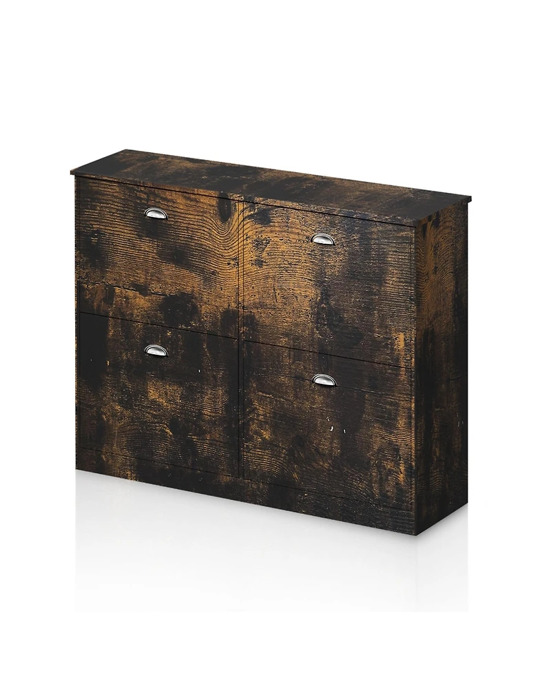 Clihome Shoe Cabinet, Hidden Slim Narrow Shoe Rack Cabinet with 4 Drawers