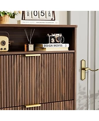 Clihome Shoes Storage Cabinet with 2 Flip Drawers, Tall Free Standing Shoe Organizer Rack