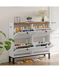 gaomon Shoe Storage Cabinet with 4 Flip Drawers and Adjustable Shelves