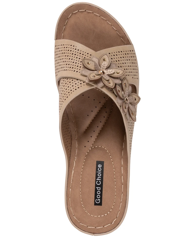 Gc Shoes Women's Nylie Floral Slip-On Wedge Sandals