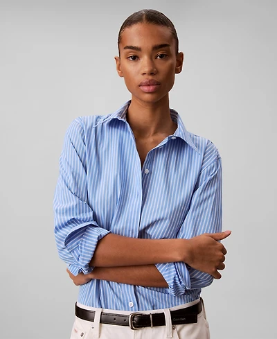 Calvin Klein Women's Regular Fit Long-Sleeve Collared Shirt