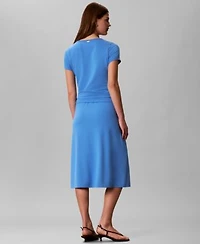 Calvin Klein Womens Slim Fit Crew Neck T Shirt Slim Fit Midi Skirt