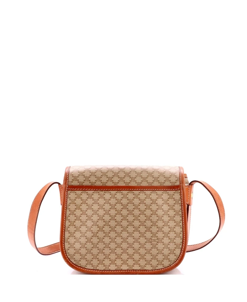 Pre-Owned Celine Small Vintage Saddle Flap Shoulder Bag Macadam Coated Canvas