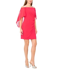 Msk Beaded-Strap Capelet-Back Dress