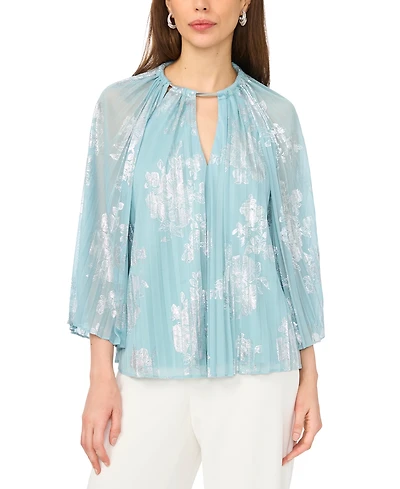 Msk Women's 3/4-Length-Sleeve Keyhole Neck Top