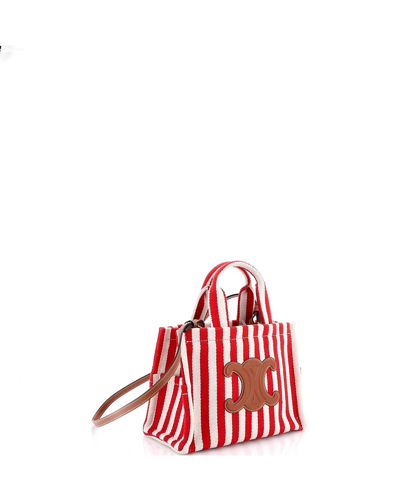 Pre-Owned Celine Small Cabas Thais Tote Triomphe Striped Canvas