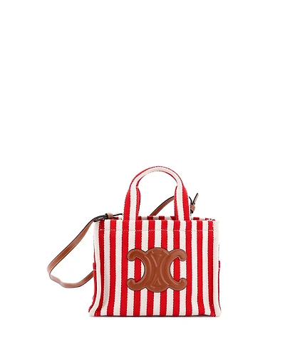Pre-Owned Celine Small Cabas Thais Tote Triomphe Striped Canvas