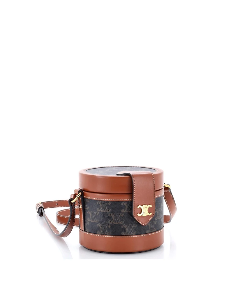 Pre-Owned Celine Small Tambour Bag Triomphe Coated Canvas