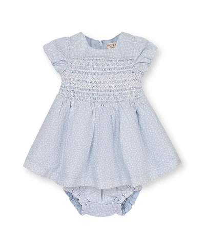 Hope and Henry Baby Linen Smocked Puff Sleeve Dress