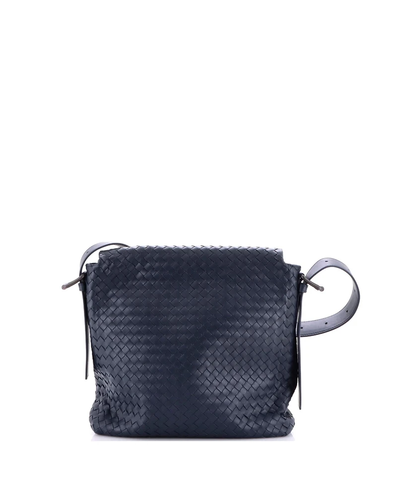 Pre-Owned Bottega Veneta Medium Square Flap Messenger Bag Intrecciato Nappa