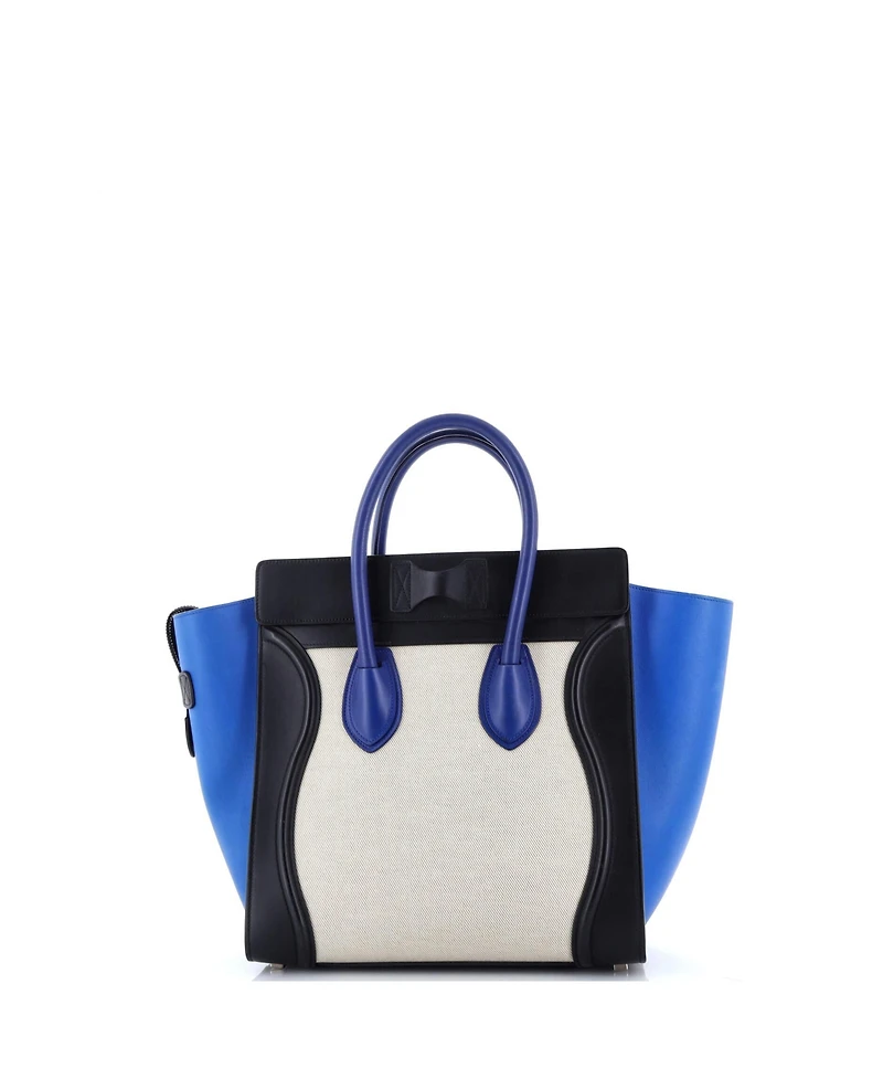 Pre-Owned Celine Mini Tricolor Luggage Bag Canvas and Leather