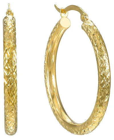 Macy's Diamond Cut Hoop Earrings in 10k Yellow Gold
