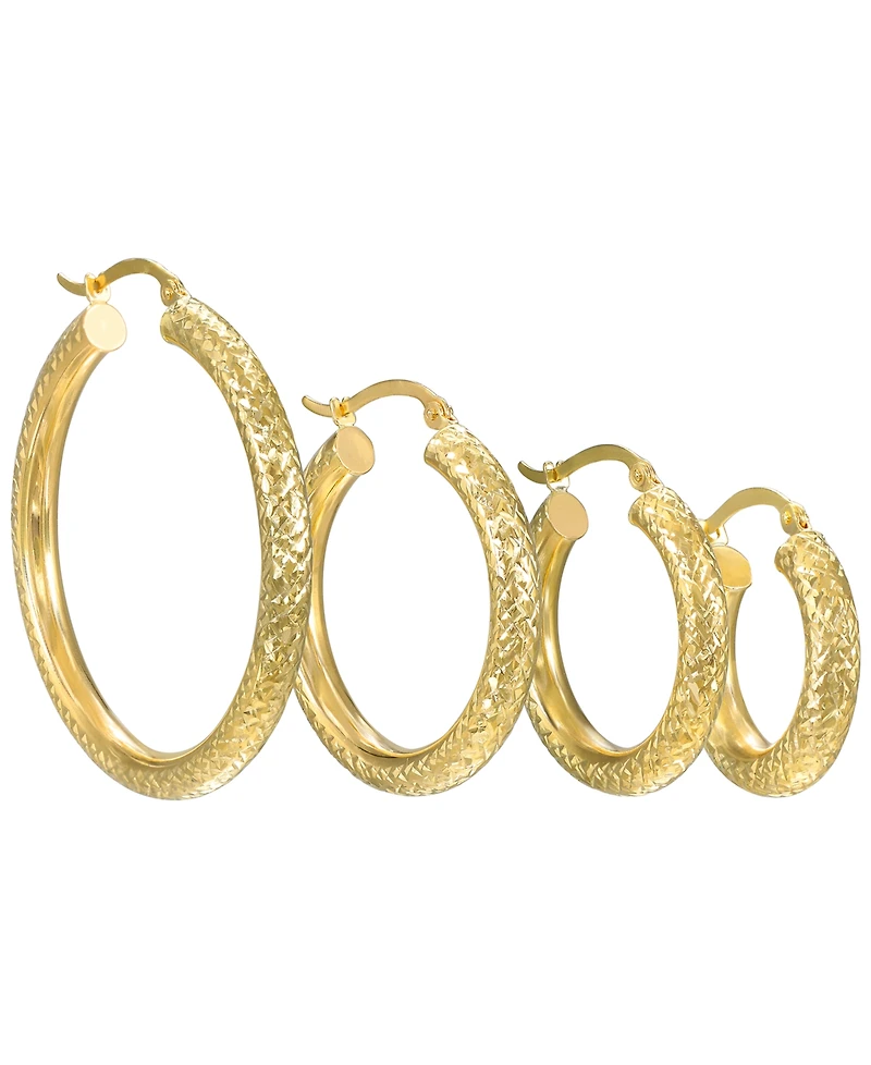 Macy's Diamond Cut Hoop Earrings in 10k Yellow Gold
