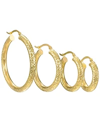 Macy's Diamond Cut Hoop Earrings in 10k Yellow Gold