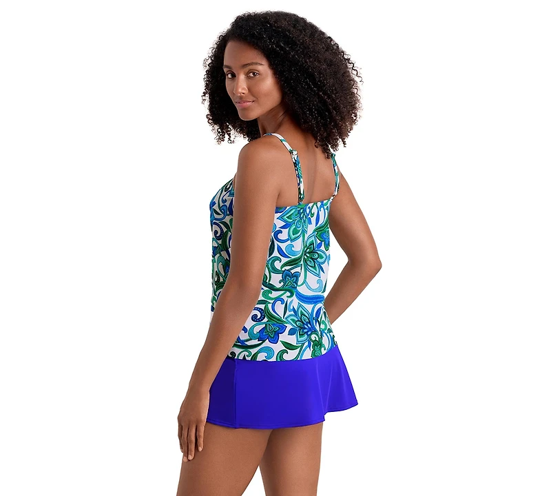ShapeSolver Sport by Mimi Flamingo Women's Floral-Print Scoop Neck Tankini Top