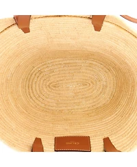 Pre-Owned Celine Small Triomphe Basket Shoulder Bag Braided Raffia and Leather