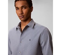 Calvin Klein Men's Yarn-Dyed Stripe Seersucker Classic Button-Down Shirt