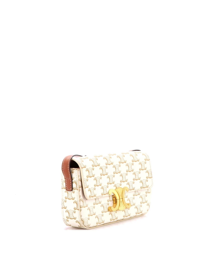 Pre-Owned Celine Triomphe East-West Shoulder Bag Triomphe Coated Canvas