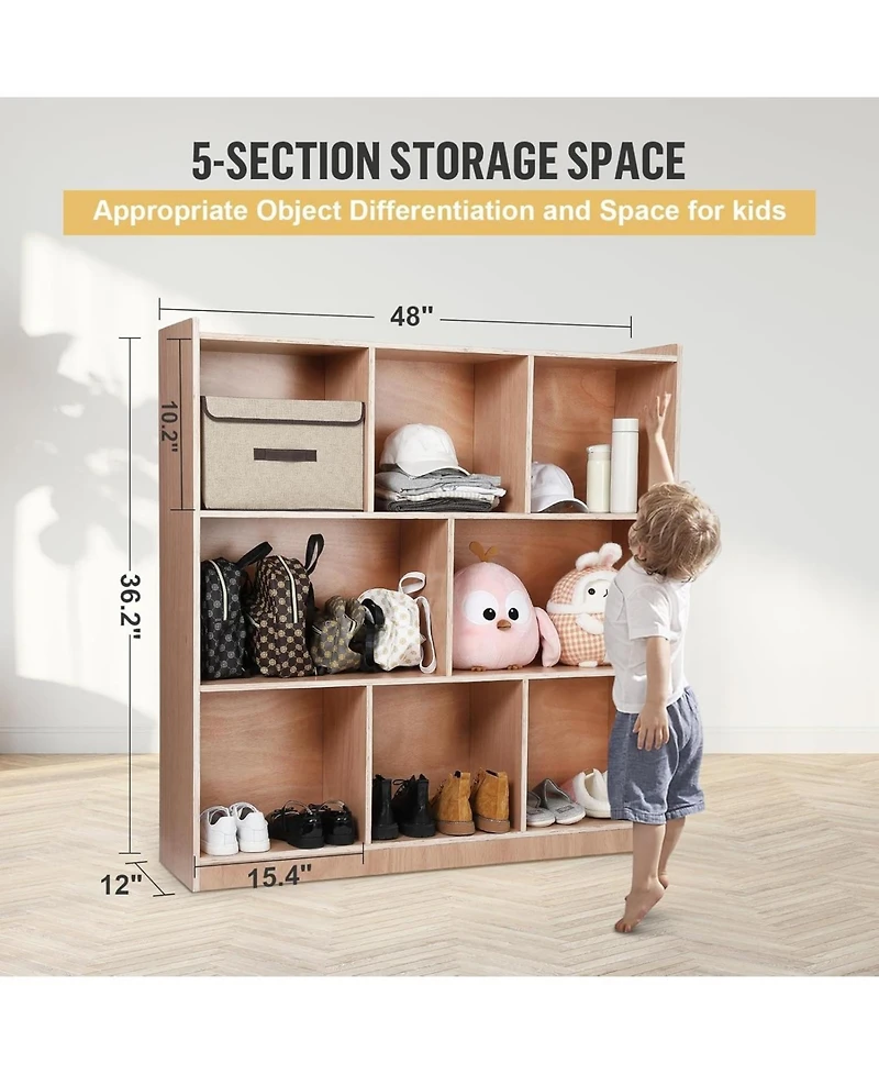 gaomon Sturdy 8-Section Classroom Cubby for Toy, Smooth Glaze Cubby for Kids, 8 Cubbies, with 2 Storage Boxes