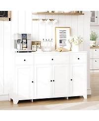 gaomon 55inch Buffet Cabinet with Drawers-Large Sideboard Buffet Storage Cabinet with Shelves and Doors-Minimalist