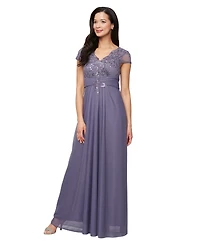 Alex Evenings Petite Sequin Embroidered-Lace Gown