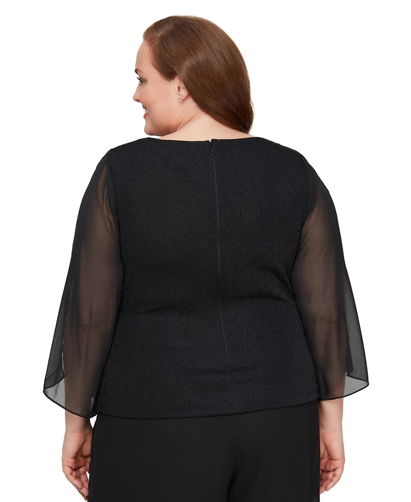 Alex Evenings Plus Boat Neck Blouse