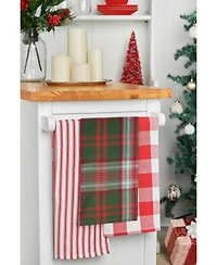 27' X 18" Axel Plaid Woven Cotton Kitchen Dish Towel, Red, White and Green Plaid