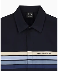 A|X Armani Exchange Men's 4 Stripes Long Sleeve Poplin Button Down Shirt