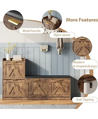 gaomon Farmhouse Freestanding Shoe Cabinet with Cushioned Bench and 4 Flip Drawers