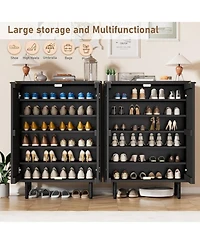 gaomon Narrow Freestanding 6-Tier Shoe Cabinet with Louvered Doors