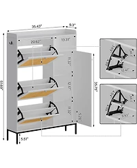 gaomon Narrow Rattan Shoe Cabinet with 3 Flip Drawers and Adjustable Shelves