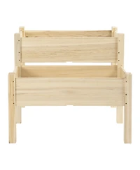 2-Tier Raised Garden Bed Wood Planter Stand Plant Grow Box 34"x34"x28"