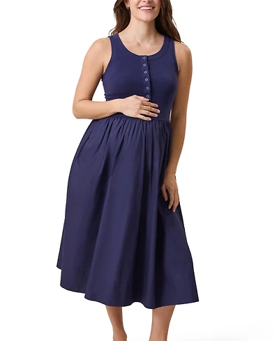 Kindred Bravely Maternity Charlotte Mixed Media Nursing Midi Dress