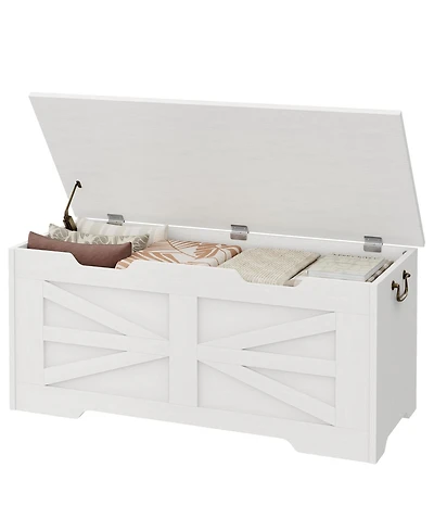 gaomon 39.4" Wooden Toy Chest and Storage Bench with Safety Hinge