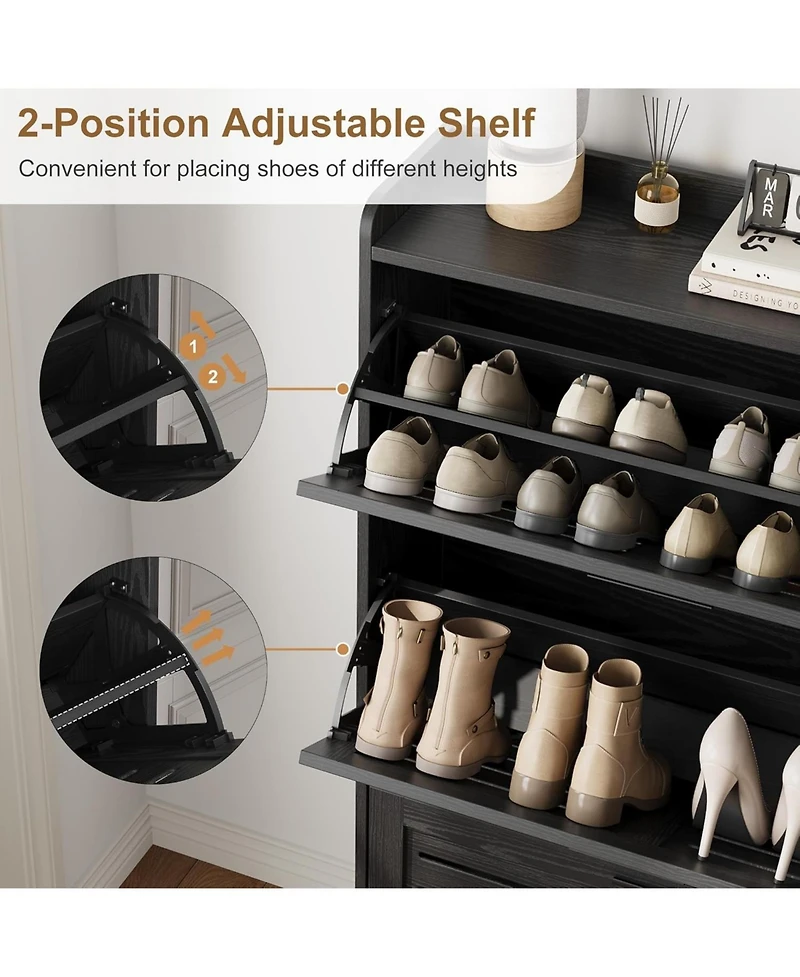 gaomon Shoe Cabinet Storage for Entryway, Narrow with Flip Drawers, Freestanding Hidden Slim Organizer