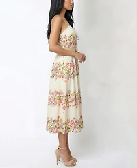 Taylor Women's Floral Sweetheart Neck Midi Dress