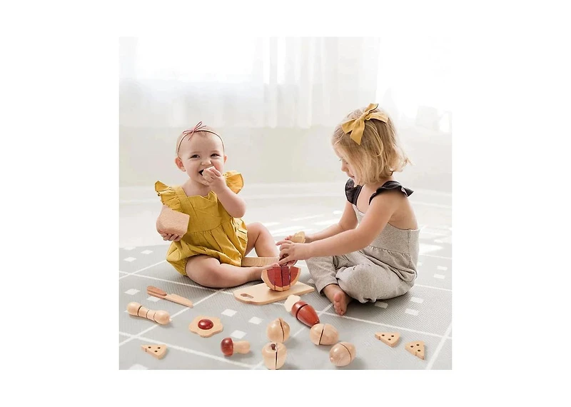 Tiny Land Play Kitchen Accessories – Play Food for Play Kitchen: Wooden Cut and Play Food Toys