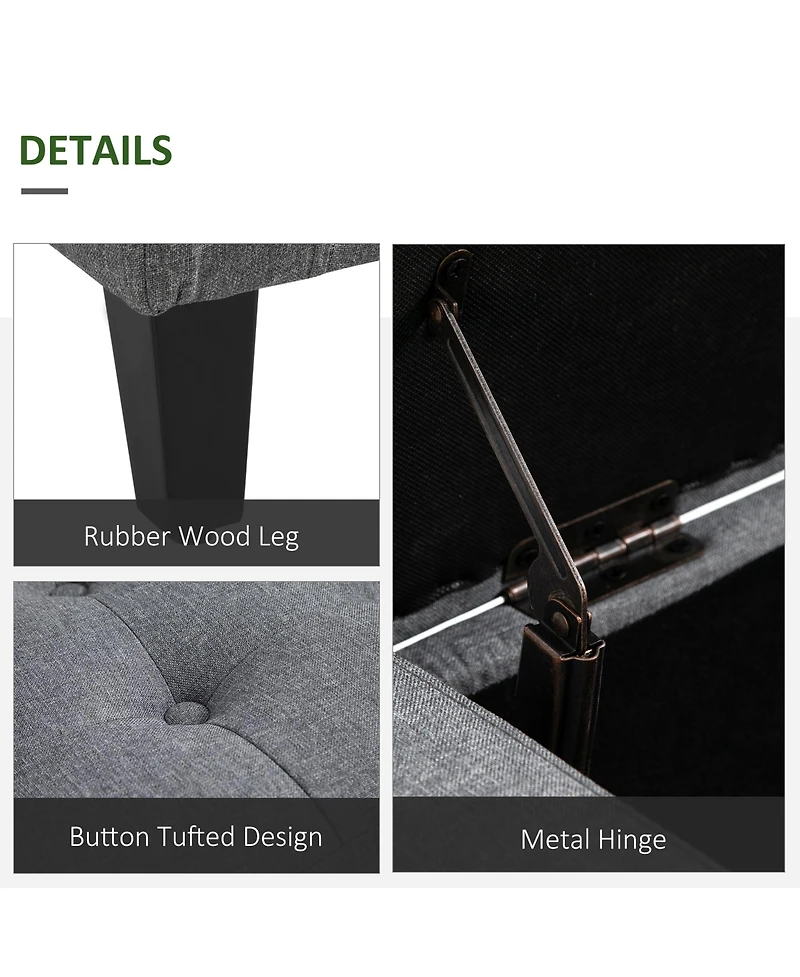 Boyel Living Linen Upholstered Storage Ottoman with Lift Top and Button Tufting