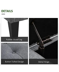 Boyel Living Linen Upholstered Storage Ottoman with Lift Top and Button Tufting