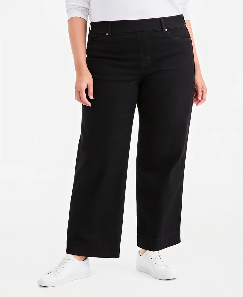 Style & Co Plus High-Rise Wide-Leg Pull-On Jeans, Macy's Exclusive