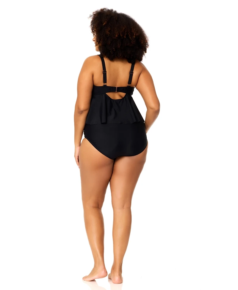 Raisins Curve Plus Underwire Topanga Ruffled Swim Tankini Top