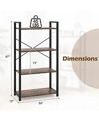 Slickblue 4 Tier Industrial Bookshelf Metal Frame Display Storage Shelf