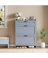 gaomon Shoe Cabinet with 2 Flip Drawers & 1 Top Drawer, Wooden Organizer Adjustable Shelf, Freestanding Storage Cabinets