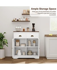 gaomon Buffet Cabinet with Storage Farmhouse Coffee Bar Cabinet with 2 Doors 2 Drawers and Adjustable Shelves for Dining Room and Living Room
