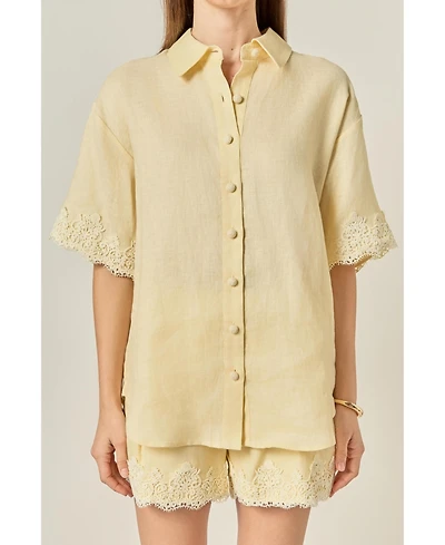 English Factory Women's Linen Lace Shirt