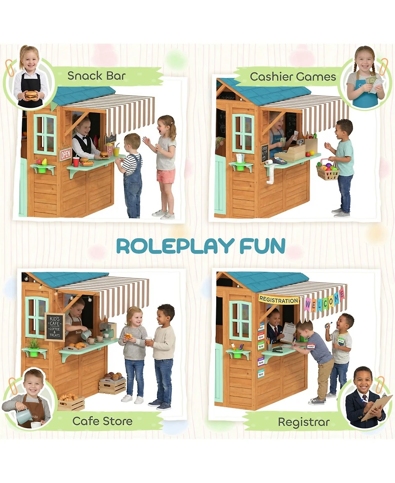 Qaba Outdoor Playhouse, Kids Playhouse for Kids 3-6 Years Imaginative Play